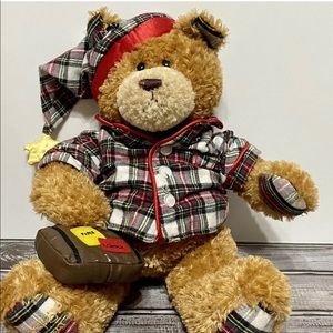 Gund Porto the Bear 15" Brown Teddy Travel Luggage Plush Plaid Flannel Pajamas